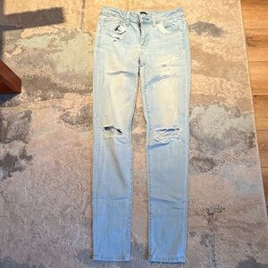American Eagle Outfitters Light Blue Ripped Skinny Jeans